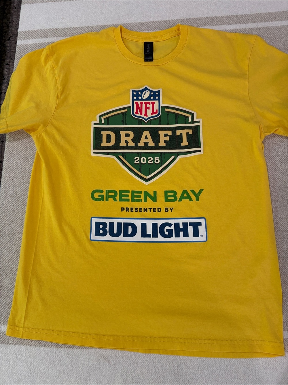 NFL 2025 Draft Green Bay Short Sleeve Yellow Crewneck T-Shirt Unisex Large